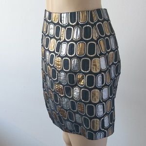 Porter Grey Silver & Gold Metallic Skirt Size 2